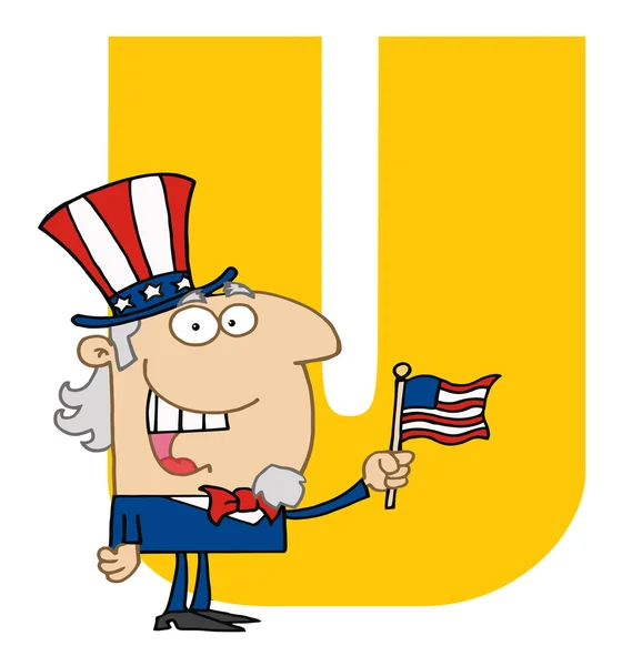 Letter Uncle Sam Cartoon Character — Stock Photo, Image