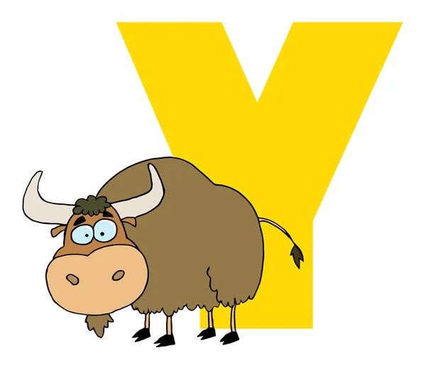 Letter Yak Cartoon Character — Stock Photo, Image