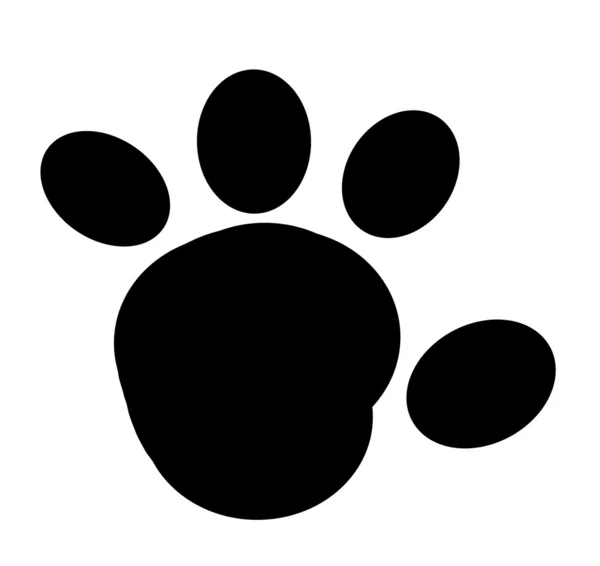 Black Rounded Paw Print Cartoon Character — Stock Photo, Image