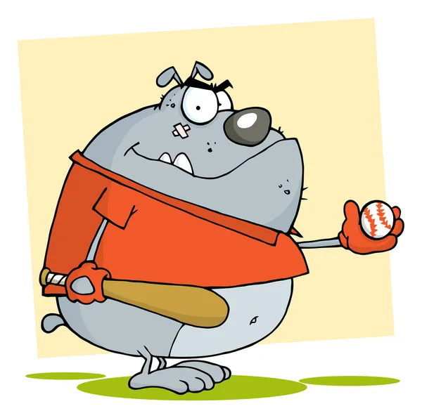 Fat Bulldog spiller baseball. – stockfoto