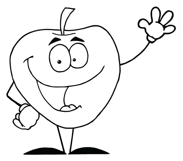 Outlined Apple Waving A Greeting — Stock Photo, Image