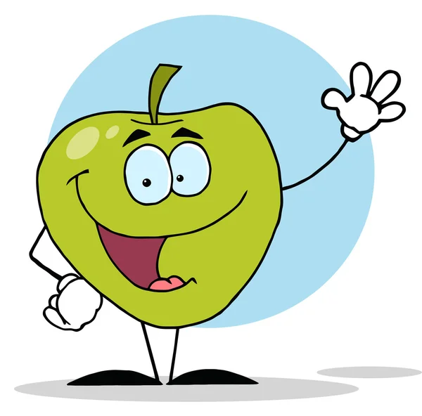 Waving Green Apple Character — Stock Photo, Image