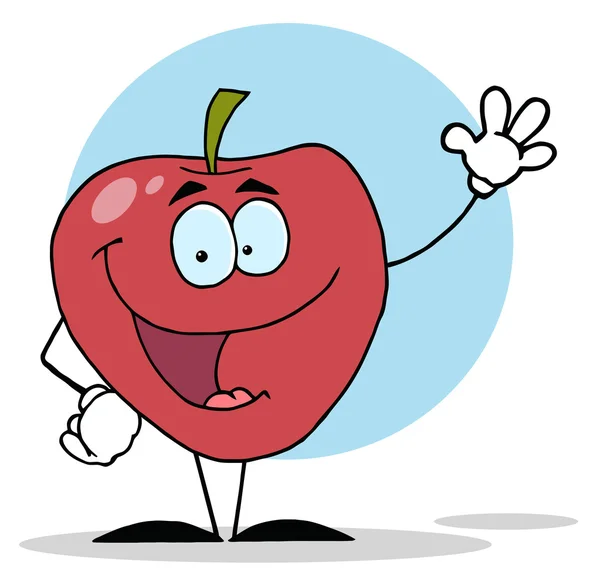 Waving Red Apple Character — Stock Photo, Image