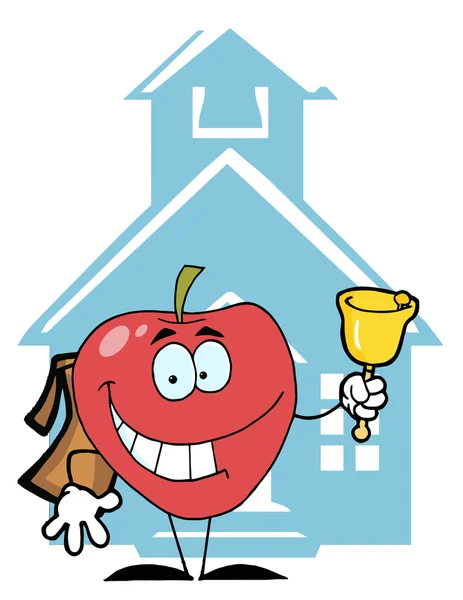 Jabłko dzwonka przez Dom szkoły — Zdjęcie stockowe