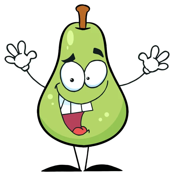 Happy Green Pear Character — Stok Foto