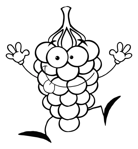 Personagem de uva delineada feliz — Fotografia de Stock