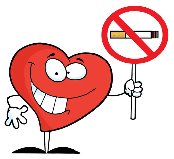 Красное Сердце Держит Знак Курить Запрещено — стоковое фото