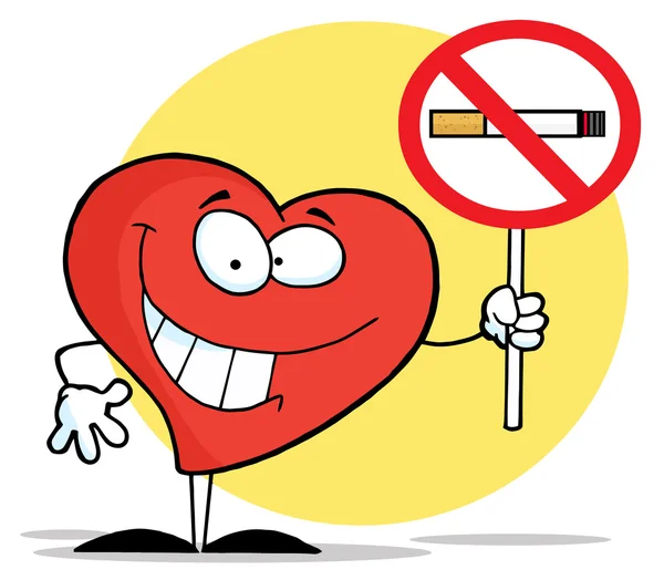 Corazón Rojo Sosteniendo Una Señal Fumar — Foto de Stock