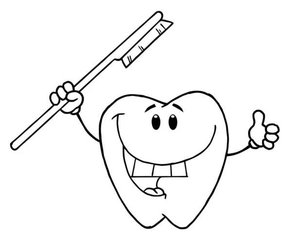 Улыбающийся зуб зубной щеткой — стоковое фото