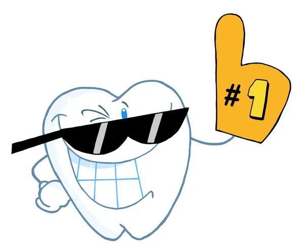Mosolygó fogat karikatúra karakter egy számot — Stock Fotó