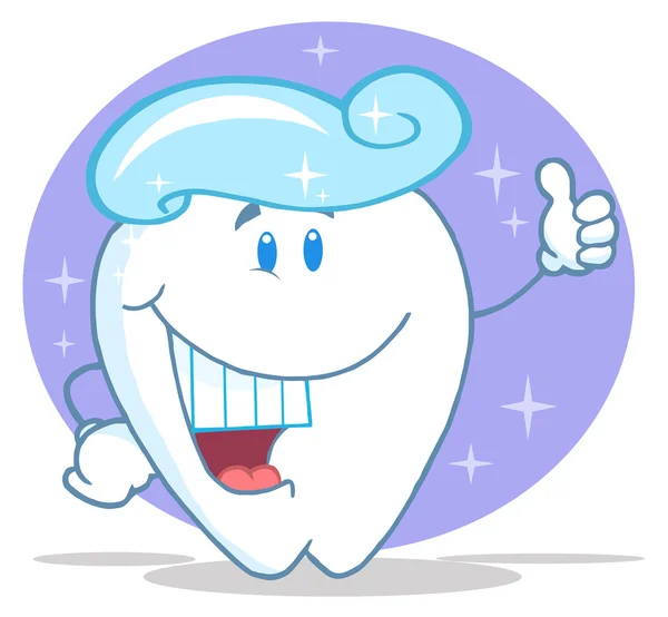 Smiling Tooth Cartoon Character with Toothpaste — стоковое фото