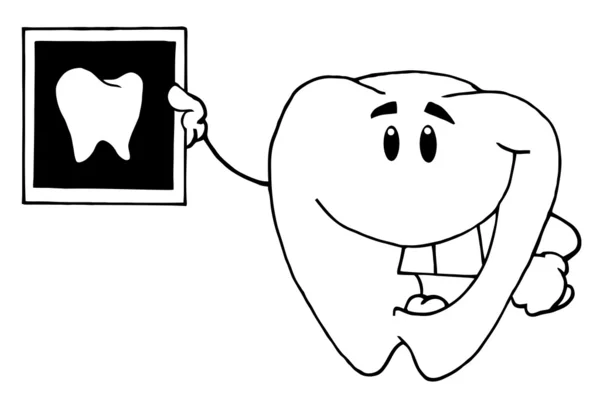 Svart och vit tand hålla en xray — Stockfoto