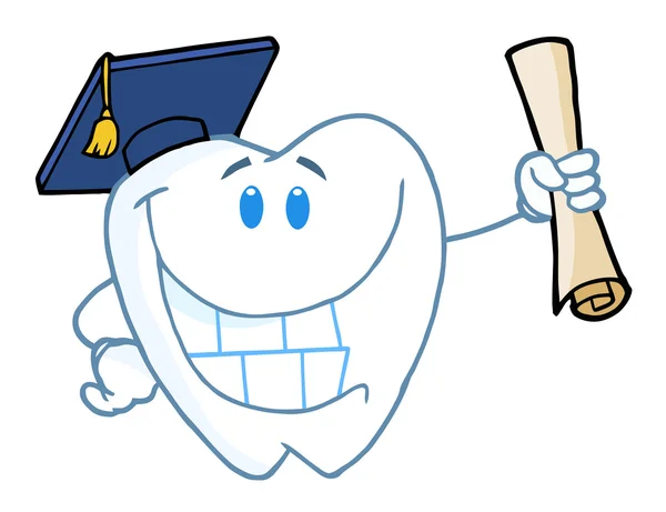 Graduate Tooth Holding Un Diploma — Foto Stock