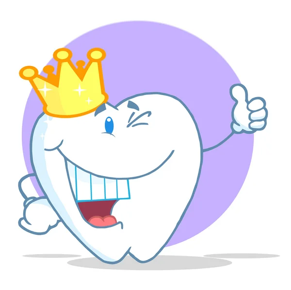 Crowned Tooth Character Giving The Thumbs Up — Stock Photo, Image