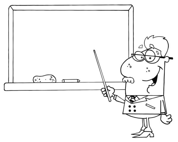 Oberschullehrer zeigt Kreidetafel — Stockfoto