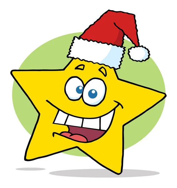 Zadowolony Boże Narodzenie gwiazda kreskówka postać uśmiechnięty — Zdjęcie stockowe