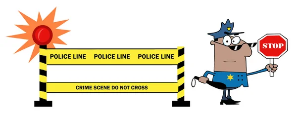 Policja żółtą linię i african american funkcjonariusza policji drogowej — Zdjęcie stockowe