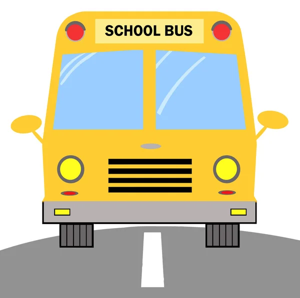 Vista Frontal Ônibus Escolar Amarelo Dirigindo — Fotografia de Stock