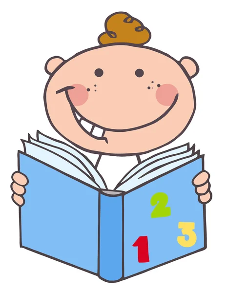 Kid pojke läser en bok — Stockfoto