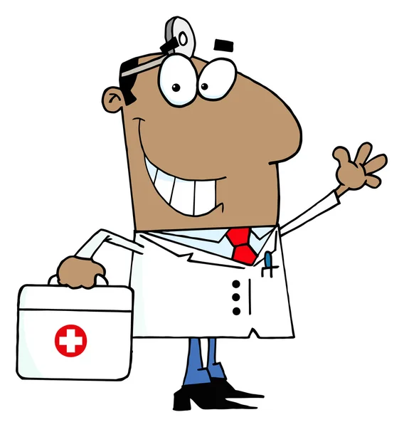 African American Doctor Man Carrying His Medical Bag — Stock Photo, Image