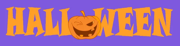 Texto de Halloween com abóbora — Fotografia de Stock