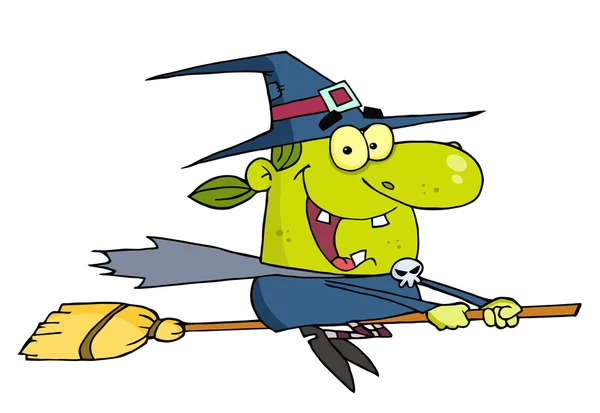 Wicked Halloween Witch Flying — Stock Photo, Image