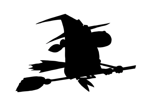 Silhouetted Відьма Flying Швидко Broomstick — стокове фото