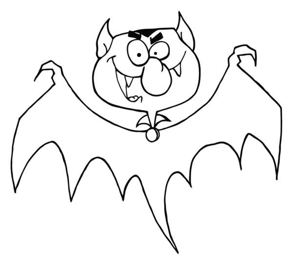 Coloring Page Outline Bat Vampire Head — Stock Photo, Image