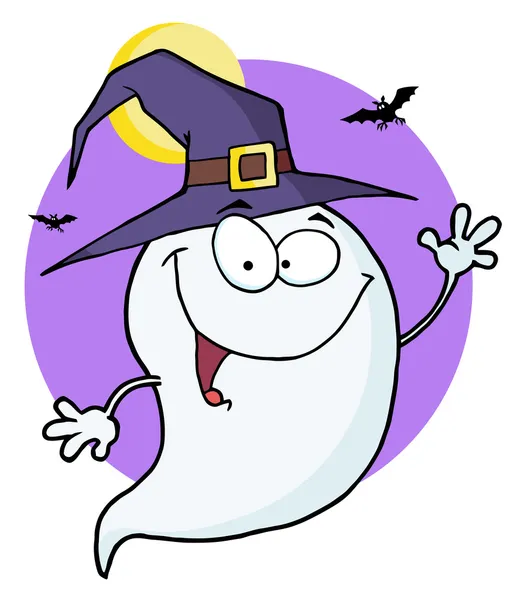 Happy Halloween Ghost Flying In Night — Stock Photo, Image
