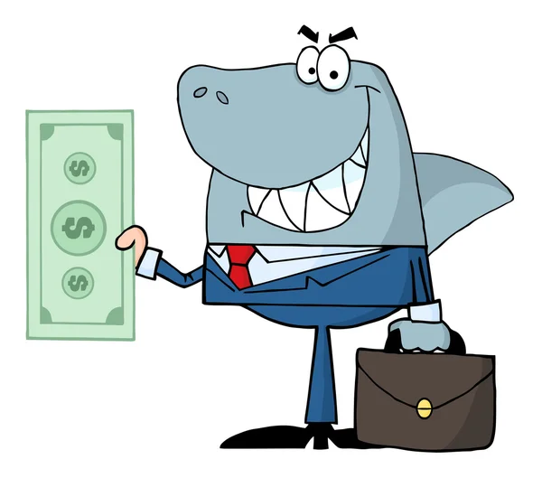 Χαμογέλασε καρχαρία επιχειρηματική εκμετάλλευση μετρητά — Φωτογραφία Αρχείου