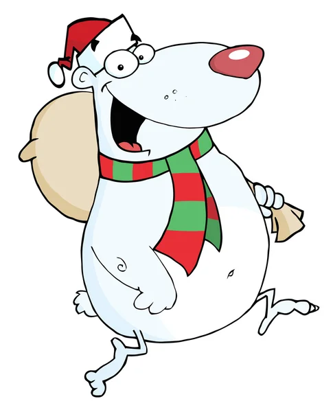 圣诞北极熊携带一袋 — 图库照片