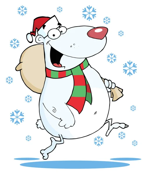 Christmas Polar Bear Carrying Bag — Stock Photo, Image