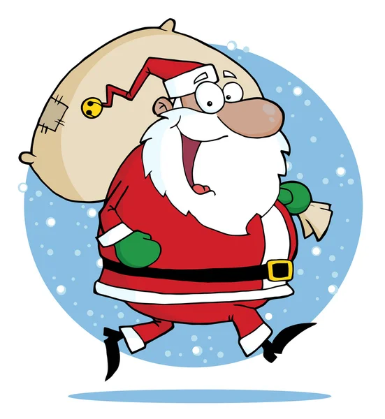 African Santa Clause Carrying Sack Snow Circle — Stock Photo, Image