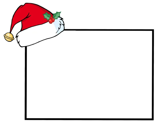 Weihnachtsmann-Hut ein leeres Zeichen — Stockfoto