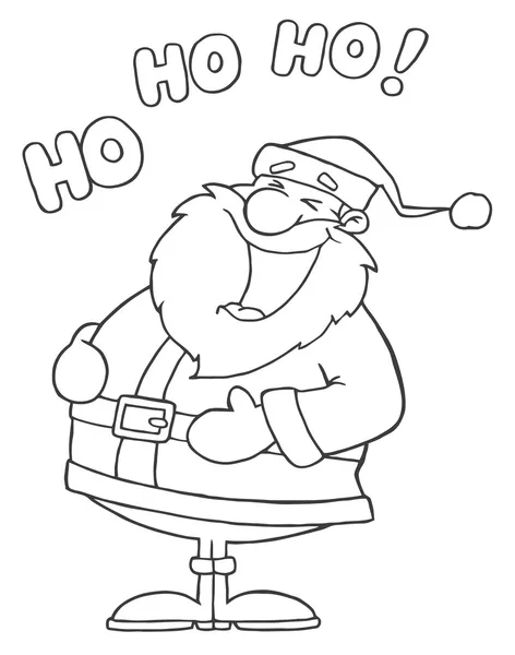 Coloring Page Outline Santa Laughing Text — Stock Photo, Image