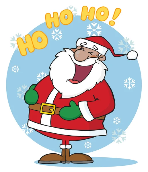 Black Santa Laughing With Ho Ho Ho Text — Stock Photo, Image