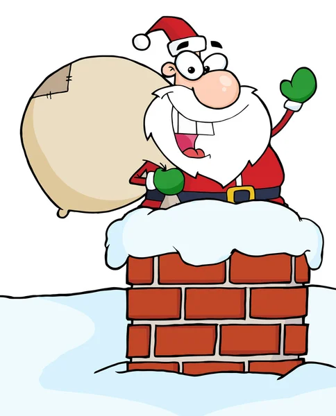 Santa Claus In Chimney — Stock Photo, Image