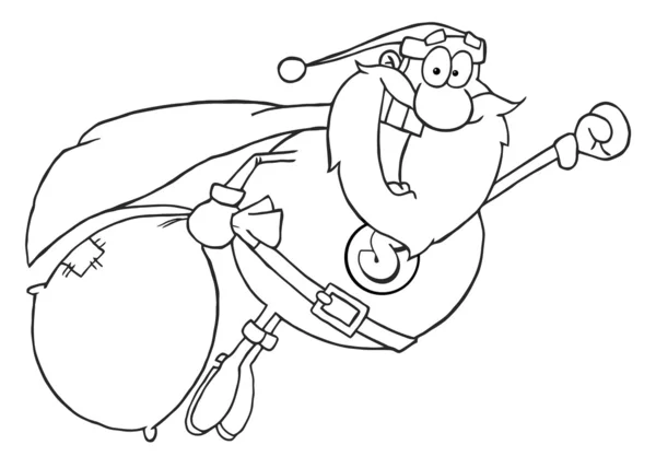 Dibujo Para Colorear Una Página Santa Super Héroe Volando — Foto de Stock