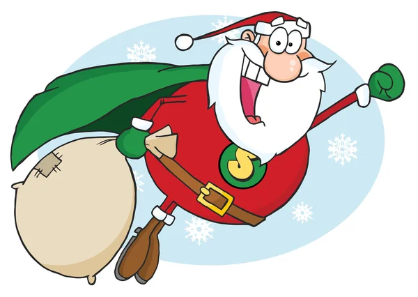 Uçan Cauasian Noel Baba Süper Kahraman — Stok fotoğraf
