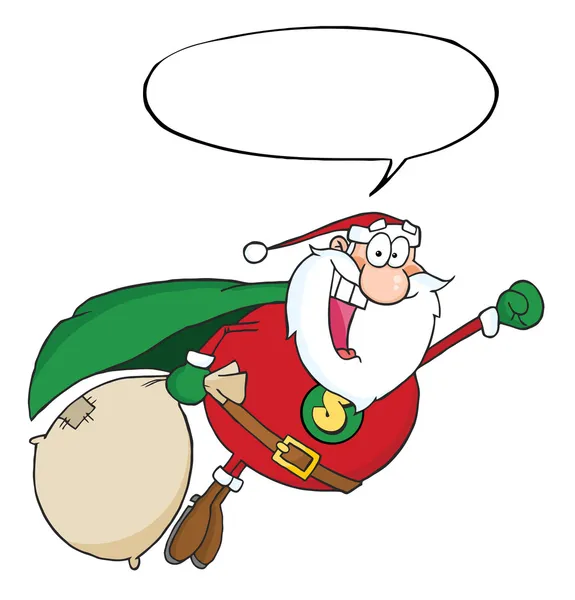 Super Weihnachtsmann Fliegt Mit Sprechblase — Stockfoto