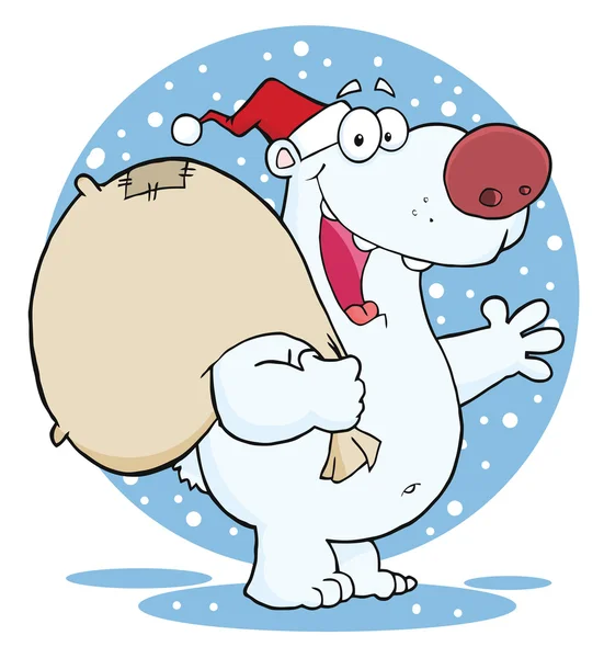 Weihnachtsmann-Eisbär — Stockfoto