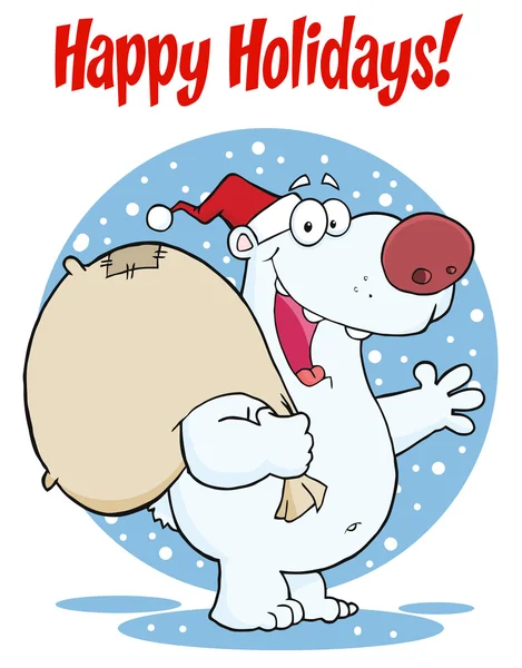 God Jul Hälsning Över Jul Santa Polar Bear — Stockfoto