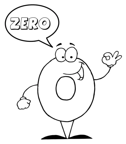 Desenho Página Coloração Número Zero Personagem Dizendo Zero — Fotografia de Stock