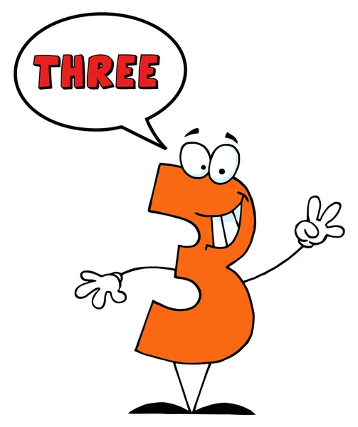 Number Three Character Saying Three — Stock Photo, Image