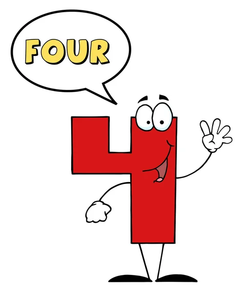 Number Four Character Saying Four — Stock Photo, Image