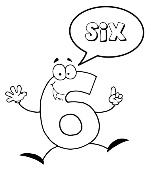 Desenho Página Coloração Número Seis Personagem Dizendo Seis — Fotografia de Stock