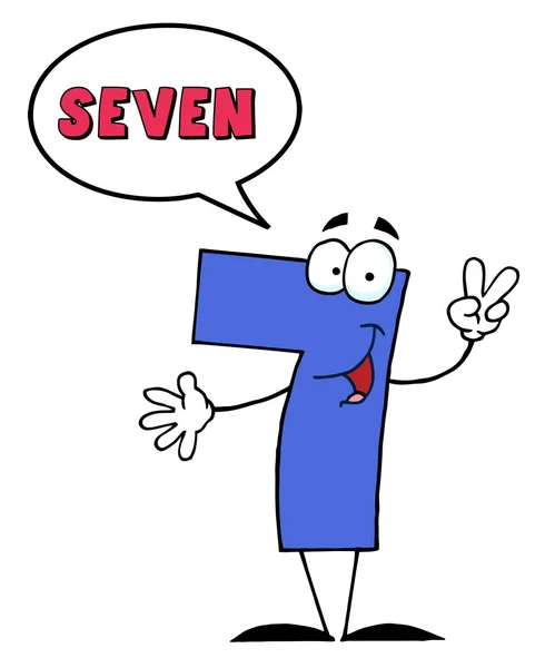 Numer siedem znaków, mówiąc: siedem — Zdjęcie stockowe