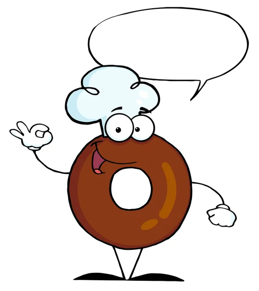 Donut Personagem Vestindo Chapéu Chef Gesturing — Fotografia de Stock