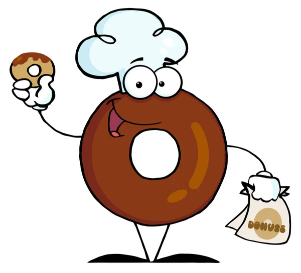 ドーナツ ドーナツを保持している漫画のキャラクター — ストック写真
