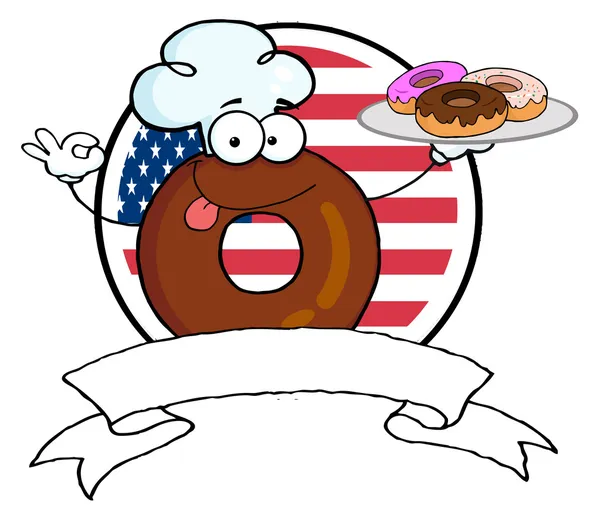 Donut Chef Cartoon-Figur — Stockfoto